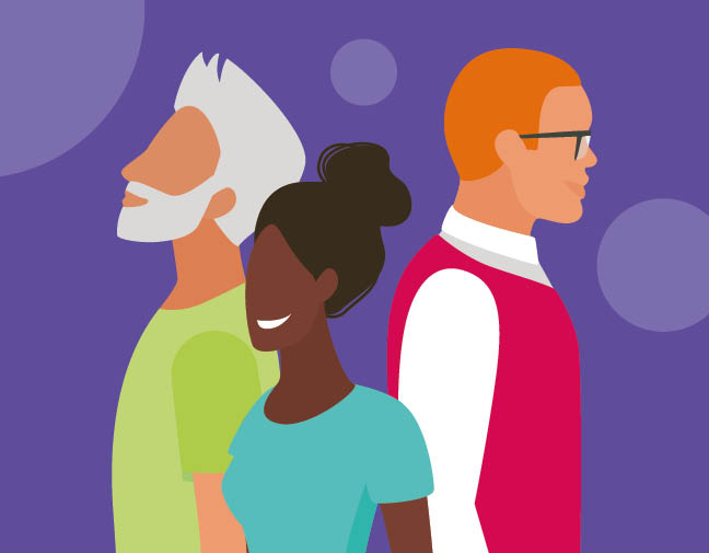 Graphic of three people