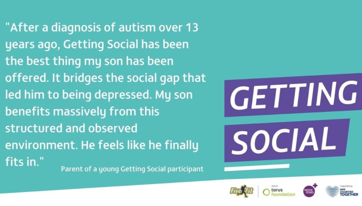 Graphic showing a quote from the parent of a young Getting Social participant